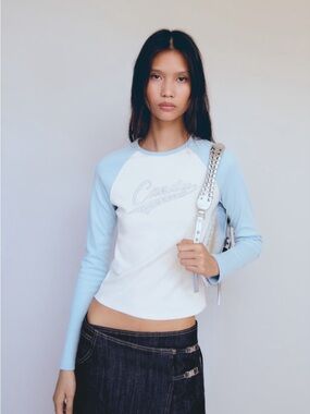 Mango long sleeved t-shirt with message NWT